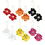 Dreuyet 6 Pairs Boho Daisy Flower Long Petal Drop Dangle Earrings for Women Bohemian Matte Floral Layered Tiered Chic Statement Earrings Wedding Spring Flower Jewelry (Colorful)