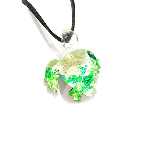 Handmade Green Sea Turtle Art Glass Blown Sea Animal Figurine Pendant Necklace Jewelry - Model Y2016 #TOP3
