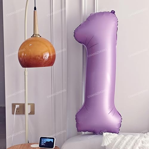 Image of 40 In Matte Lavender Purple Birthday Number 1 Helium Foil Mylar Balloon | Helium Foil Mylar, Suitable Boys' And Girls', 1st 11th Birthday Parties, Anniversary Celebration, one Balloon Purple paryt
