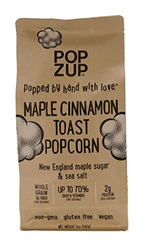 Popzup Popcorn Two Bags - Popped & Seasoned By Hand With Pure And Simple Ingredients, Gluten Free And Non-Gmo (Maple Cinnamon Toast) #TOP1