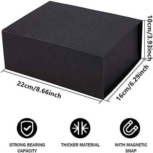 BENECREAT 2PCS Black Magnetic Gift Box 22x16x10cm Rectangle Presentation Box with Magnetic Seal Lid for Weddings Parties Birthday Valentine's Day