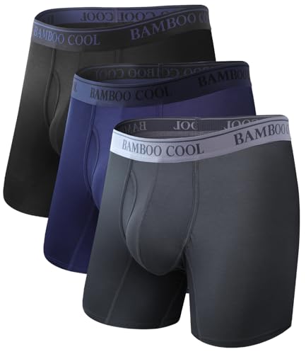 Image of BAMBOO COOL Men's Ultra Breathable Underwear,No Riding Up Boxer Briefs with ComfortFlexible Waistband,Multipack