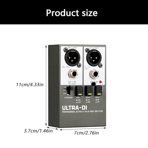 Boîtier stéréo passif éliminateur de bourdonnement pour guitare acoustique et basse
