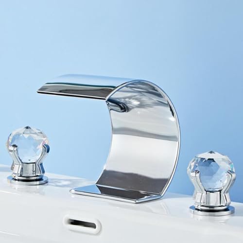Robinets à 3 trous pour lavabo cascade laiton chrome