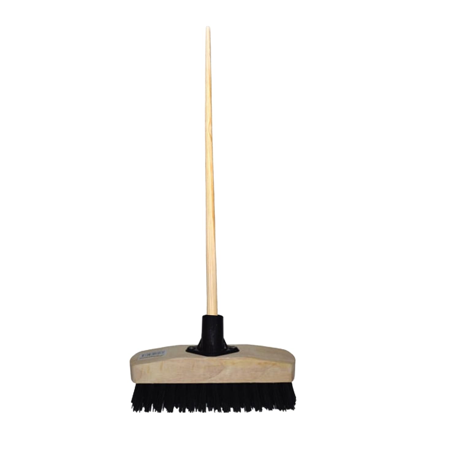 Homeshopa.com Stiff Pvc Black Homeshopa Wooden Deck Scrub Head With Handle, Replaceable Broom Head With Handle, Durable Stiff Bristles Indoor Outdoor Floor Sweeping Brush, Fitted Fixing Bracket Connector
