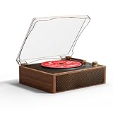 Yintiny Phonographe CD tout-en-un avec Bluetooth 5.4, qualité sonore HIFI, connectivité sans fil, lecture USB, design grain de bois, marron
