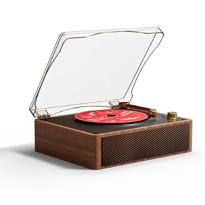 Yintiny All-in-One CD Phonograph with Bluetooth 5.4, HiFi Sound Quality, Wireless Connectivity, USB Playback, Wood Grain Design, Brown
