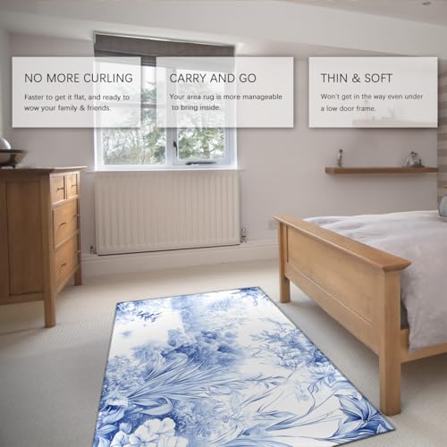 Tapis en porcelaine bleu et blanc asiatique salon 180x270cm