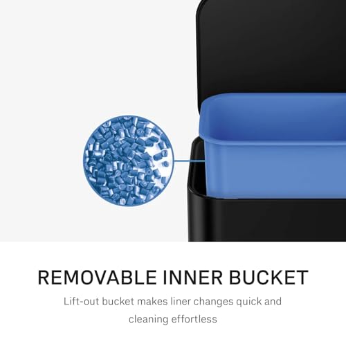 Image of simplehuman Slim Step Can, 9L / 2.4 Gallon Primary Bathroom Trash Can, Liner Pocket, Sleek Internal Hinge, 150,000-Step All-Steel Pedal, Lid Shox Silent Close, Matte Black Steel