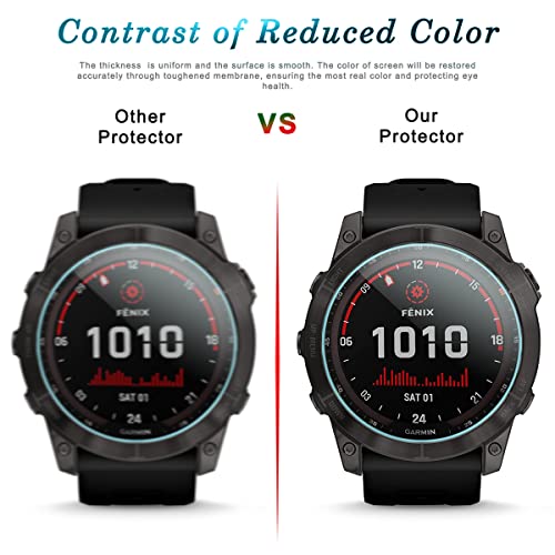 Suoman 4-Pack For Garmin Fenix 7X 51Mm Tempered Glass Screen Protector,Smart Watch 2.5D 9H Hardness Ultra-Thin Tempered Glass For Garmin Fenix 7X /7X Solar/Sapphire Solar Screen Protector #TOP4