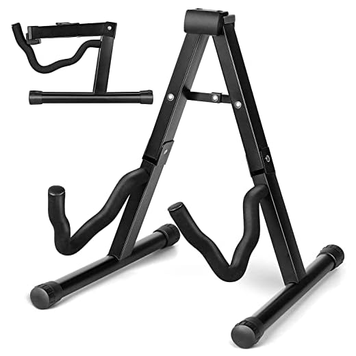 CAHAYA Soporte para Guitarra Universal Plegable Stand para Guitarra Compatible con Guitarras Acustica Electrica Española Ukelele Banjo Bajo en Forma de A Modelo CY0251