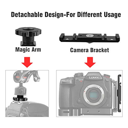 Image of Dual Cold Shoe Mount Bracket,Chromlives Dual Hot Shoe Extension Bar,Cold Shoe Mount Plate Adapter,Aluminum Dual Shoe Extension Bracket with Cable Slot Bayonet for Microphone,Led Video Light,Monitors
