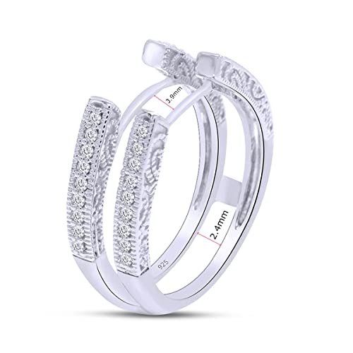 1/5 Ctw Lab Created Moissanite & Lab Grown Diamond Cathedral Enhancer Guard Ring In 14K Gold Over Sterling Silver Jewelry For Women (0.20 Cttw), Gift For Her2