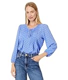 100 % polyester. Tommy Hilfiger Chemisier à Manches Longues en Mousseline de Soie pour Femme, Bleu français/Ivoire, Taille XS