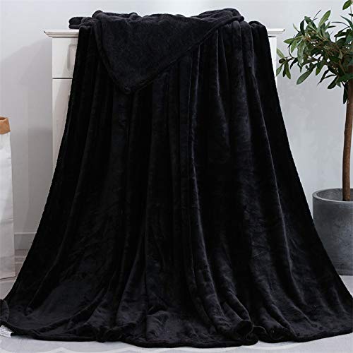 Yinghesheng Flannel Fleece Soft Throw Blanket for Settees/Sofa/Chairs/Couch - Lightweight, Warm and Cozy,Single/Double/Twin Bed Large Plush Blankets,black,120x200cm — image 1