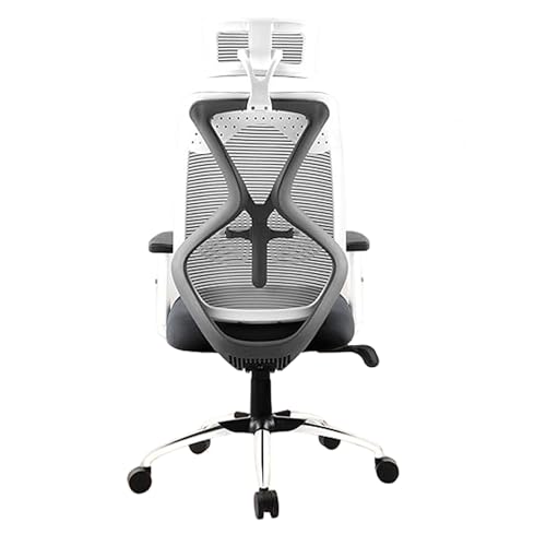 Image of Ergonomic Mesh Office Chair with Adjustable Headrest, Breathable Back, Height Adjustable Seat, Armrests & 360 Swivel for Home & Office(Grey & White)