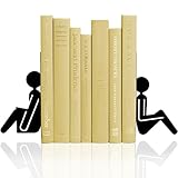 TYLCC Bookends Metal Book Ends, Abstract Readers Decorative Bookends for Bookshelf, Book Organizer for Desk Home Office School Bookshelf Decor, Black - 1 Pairs