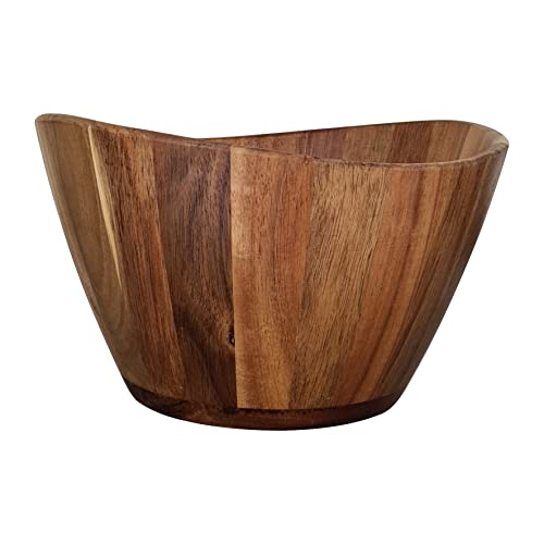 ALEXE® Hochwertige Salatschüssel aus Akazienholz, Größe 30 x 17,5 cm, große Salat- und Obstschale aus Holz, Obstkorb, Dekoschale, Servierschale, Salad Bowl