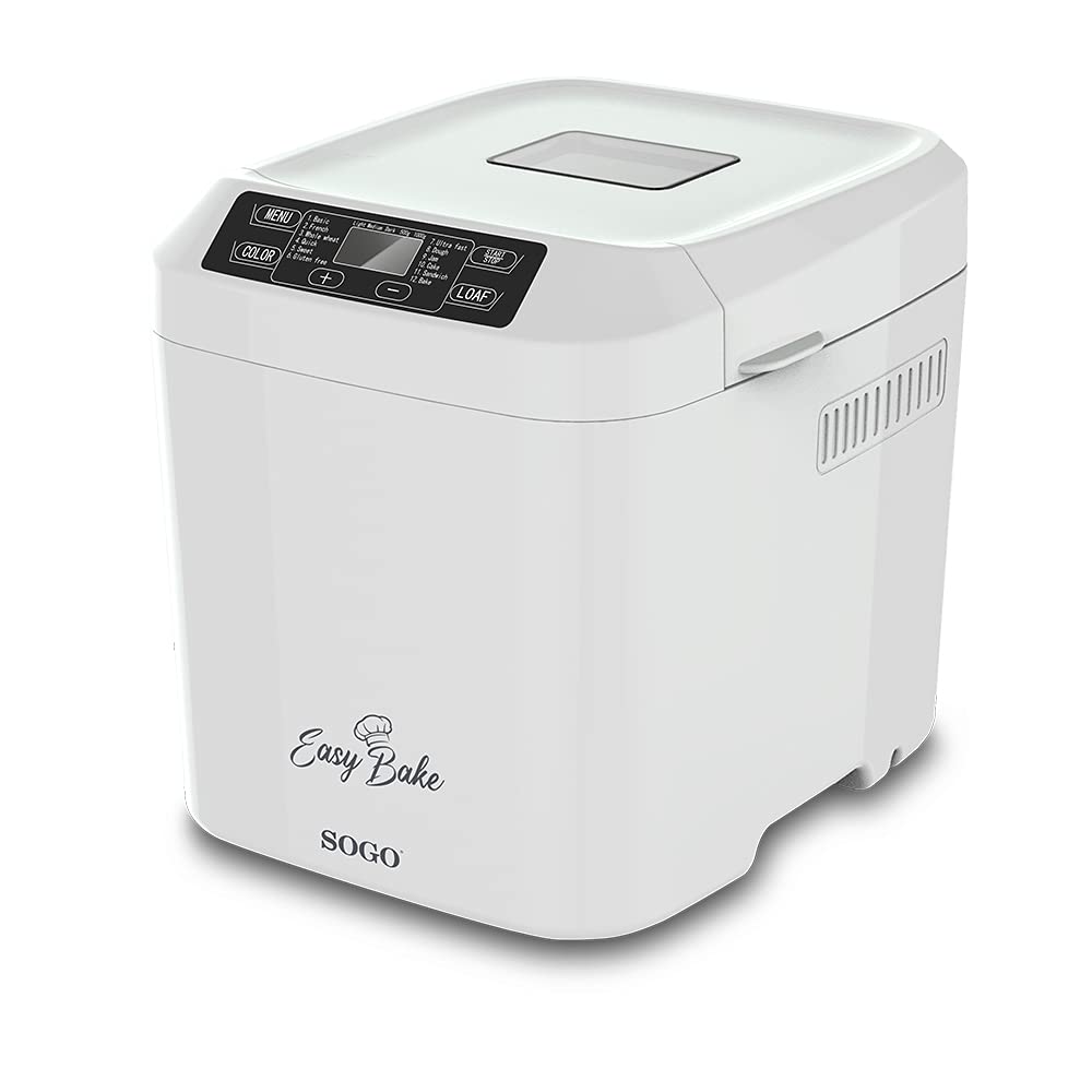 SOGO Panificadora y Robot Multifunción: 12 Programas Automáticos, Función de Mantener Caliente, Retraso Preestablecido de 13 Horas. Capacidad de 750g, 580W (SS-10722)