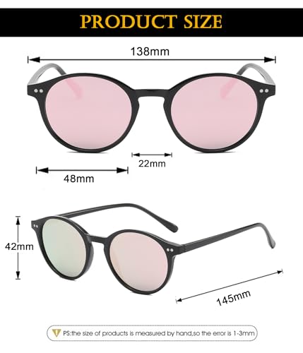 Image of EYLRIM Classic Polarized Round Sunglasses for Women Men Vintage Style Lightweight Circle Frame Sun Glasses