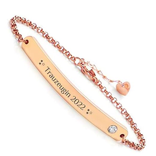 Himmelsflüsterer - Armband mir Gravur & Kristall | Personalisierte Geschenke für Frauen | Freundschaftsarmband | Personalisierter Schmuck | Armband Damen mit Namen | Edelstahl - Roségold