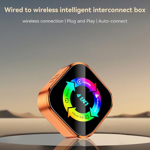 4-in-1 Wireless CarPlay Adapter – Kabelgebunden zu Kabellos für CarPlay & Android Auto mit Mirror Link & AirPlay, Plug & Play Wireless CarPlay Modul für iPhone & Android, Autos ab 2016 (Schwarz-Weiß)