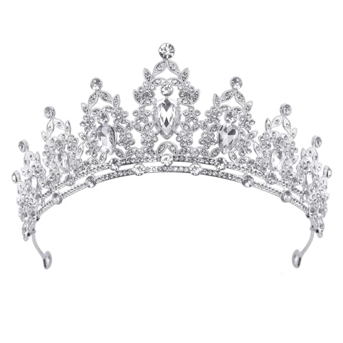 DRESHOW Couronne d'anniversaire pour Femmes Tiare de Cristal pour Filles Accessoires de Cheveux Tiare de Mariage Couronne de Princesse Pailletée Serre-tête de Fête Diadèmes pour Femme