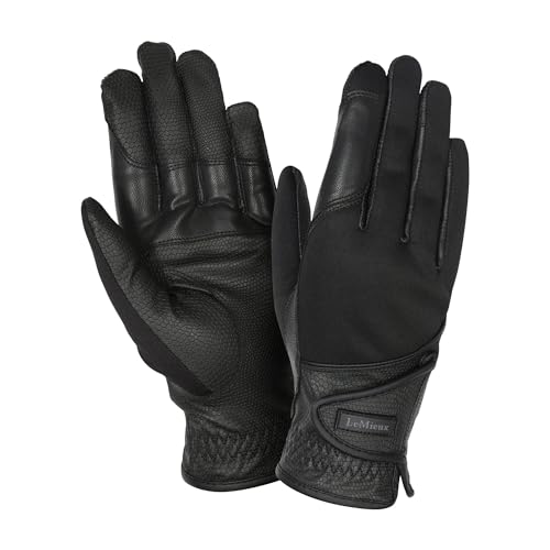 Gants d'équitation LeMieux Hybrid noir combinant design sobre et mesh respirant