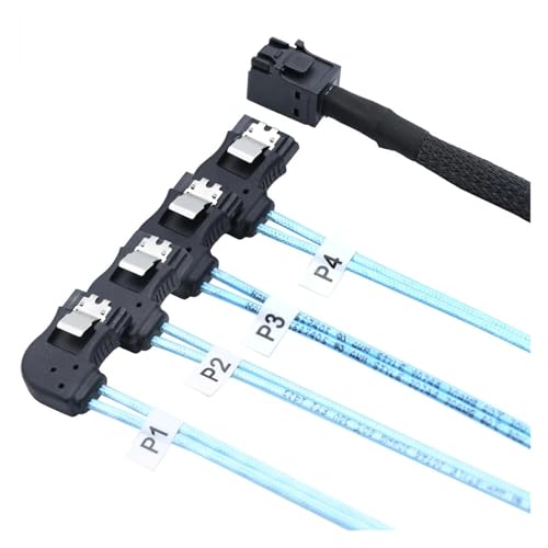Cable S/A/S HD SFF-8643 a 4 puertos SATA ángulo izquierdo 50 cm miniatura 5