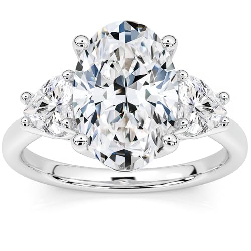 Pompeii Certified 2 3/4Ct Oval & Heart Shape Diamond Engagement Ring Lab Grown 14k Gold (G/H,VS2-SI1)