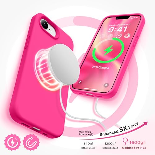 Image of GolbinBox Magnetic for iPhone 17e /16e Case, Silicone Cover, Hot Pink