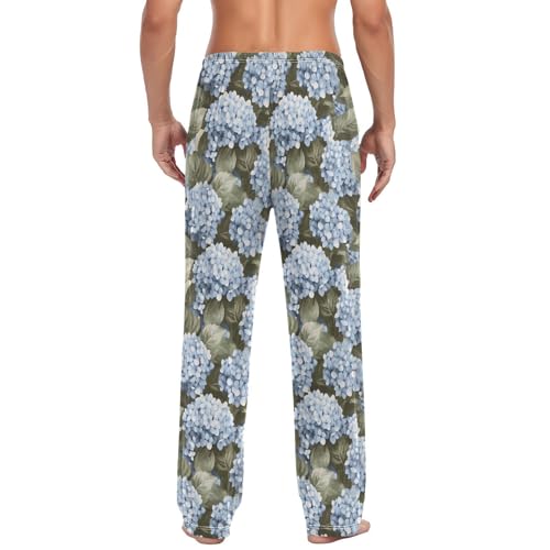 ALAZA Retro Hydrangea Flowers Men’s Pajama Pants Soft Long Sleep Pants Lounge Pajama Bottoms with Pockets2