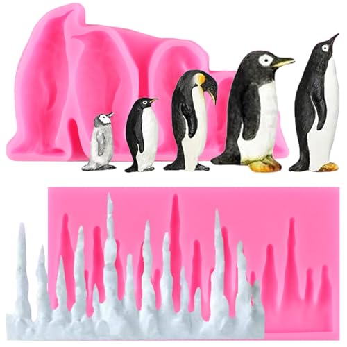 RFGHAC Carámbanos de pingüino de silicona para fondant para decoración de tartas, cupcakes, dulces, chocolate, pasta de goma, 2 unidades