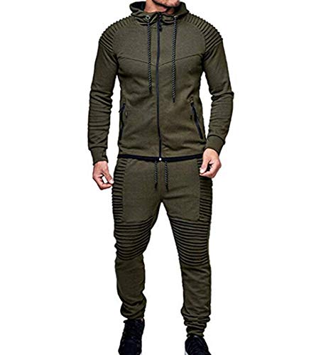 Men's Tracksuit Set Camouflage Sweatshirt Jogger Sweatpants Solid Patchwork Warm Sports Suit