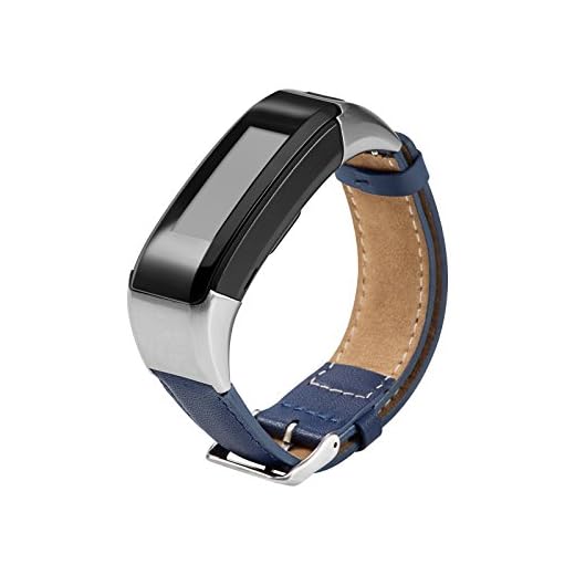 KOMI klockarmband kompatibelt med Garmin Vivosmart HR +, läderremmar ersättning för Vivosmart HR plus (mörkblå)