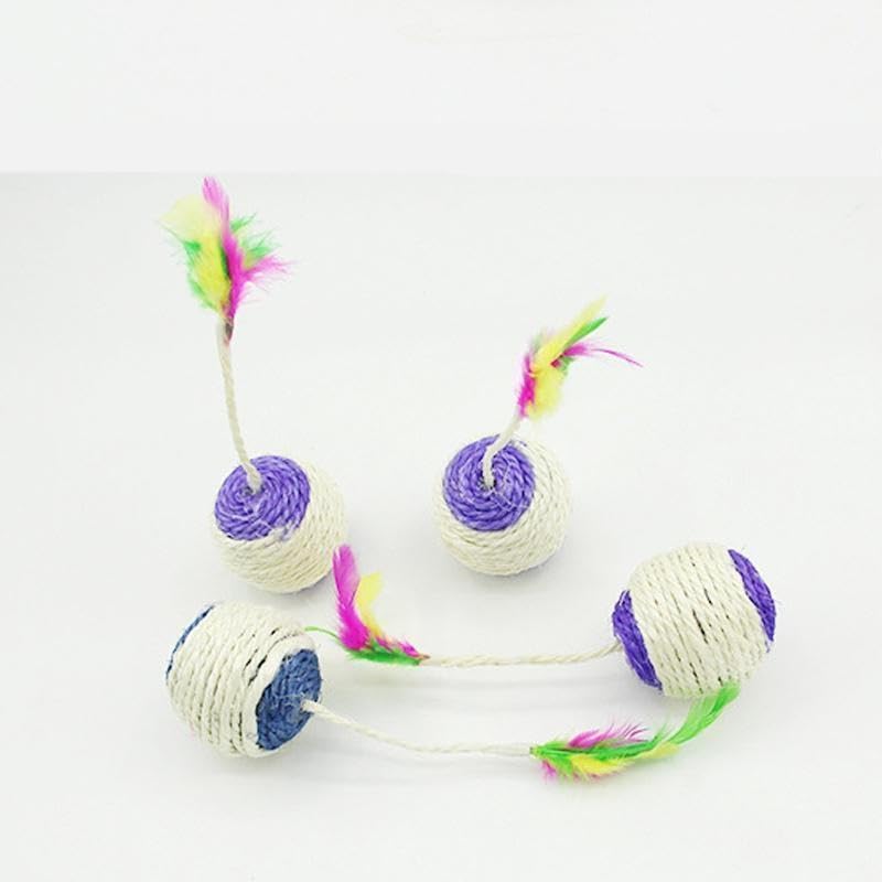 2 Pcs Cat Toy Scratching Ball Training Interactive Toy for Kitten Pet Cat Supplies Feather Toy Cat Toys Interactive - Image 4