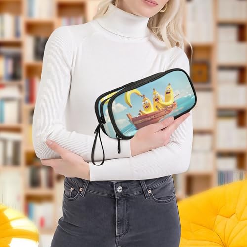 Image of Pencil Case Large Pen Bag with Zipper Banana Funny | 3-Compartment Aesthetic Pencil Pouch Stationery Storage and Organizer, Marker Case School Supplies for Teen Adult Girls Boys
