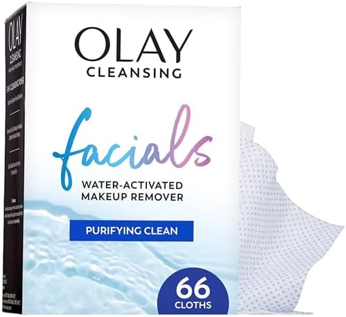 Olay Makeup Remover Wipes, Daily Facials Deep Clean Face Cleanser for Normal to Oily Skin, Alcohol & Fragrance Free, Soft Face Wash Towels, Travel Essentials for Women, Convenient Dry Cloths, 66 ct