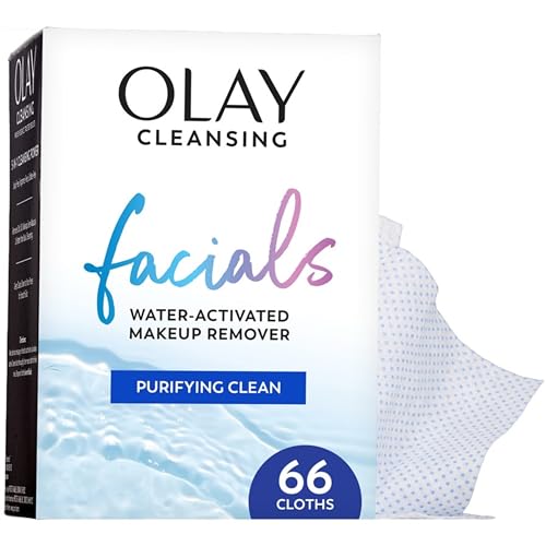 Olay Makeup Remover Wipes, Daily Facials Deep Clean Face Cleanser for Normal to Oily Skin, Alcohol & Fragrance Free, Soft Face Wash Towels, Travel Essentials for Women, Convenient Dry Cloths, 66 ct