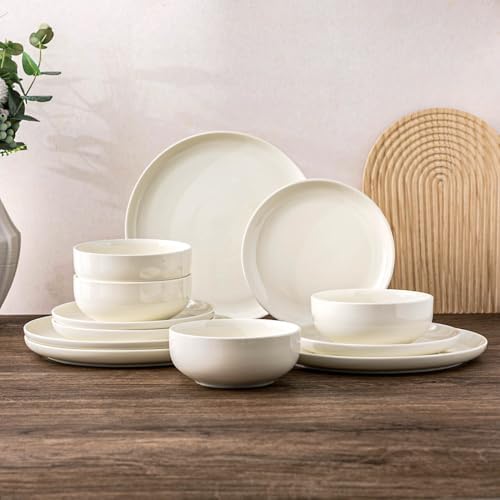 AmorArc Ceramic Dinnerware Sets, High Rim Stoneware Plates and Bo...