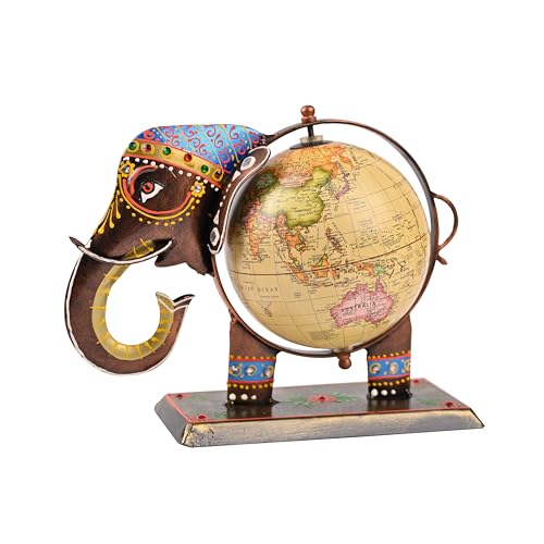 Image of ZAICUS Elephant Globe Showpiece for Home & Office Decor | Vintage World Map Decorative Globe | Tabletop Showpiece for Living Room, Study & Gifting