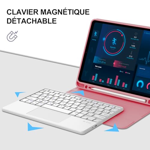 Clavier avec Touchpad pour iPad A16 11 Etui AZERTY Bluetooth Rouge