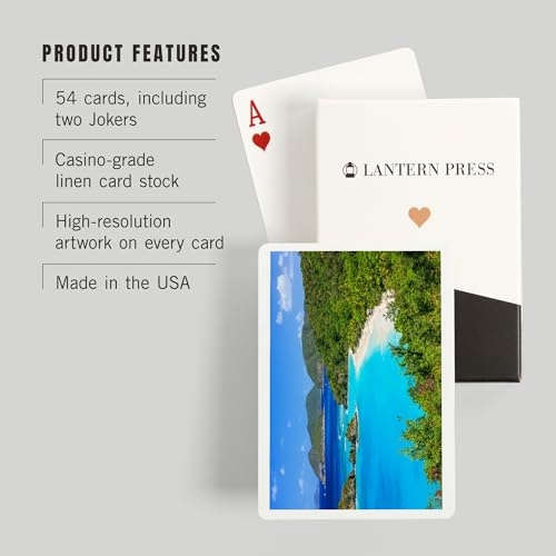 Lantern Press Virgin Islands, Trunk Bay, 52 naipes póker miniatura 3