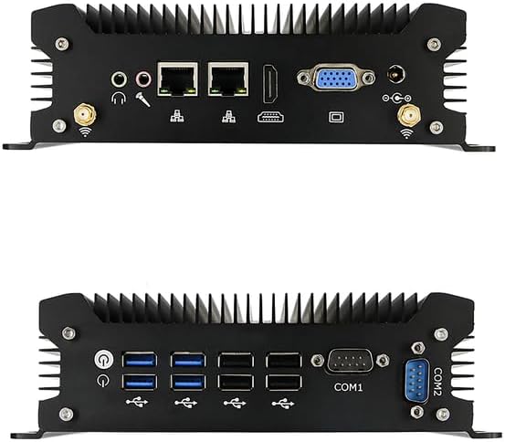 VENOEN Industrial Mini PC Core i7 4578U, Fanless PC i7 Win 10Pro, 2* RS232 COM, HD, VGA, 2* RJ45 LAN, WiFi, BT, 4G SIM Slot, 12V, 8*USB, Industrial Mini Computer Win7, 8GB DDR3L 256GB SSD