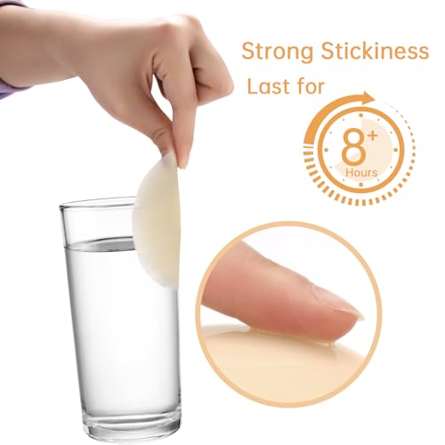 Image of Nimiah Nipple Covers Silicone Pasties for Women - 2 Pairs Reusable & Invisible Breast Petals Adhesive Waterproof Bra Nipplecovers for Strapless Slip Dresses, T-Shirts, Backless Tops Creme