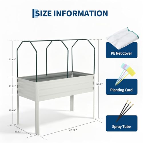 48×24×55in Large Metal Raised Garden Bed with Legs and Cover, Galvanized Oval Raised Bed Planter with Leg for Vegetables and Flowers, Build-in Spray Tube Effortless Watering by Garvee - Used condition - Image 2