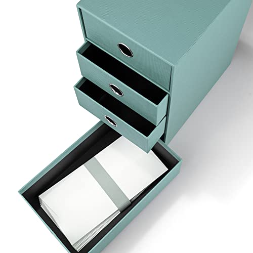 Rössler SOHO 4er Schubladenbox aus Papier | Büro Organizer Schreibtisch | Schubladen Organizer Büro Zubehör & Bürobedarf | Schreibtisch Organizer Box | 18 x 25 x 32 cm | 1 Stück | Farbe: Grün | Opal