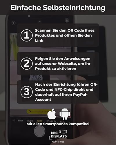 Aufsteller/Schild für PayPal-Zahlung mit QR-Code und NFC (16,5 x 10,5 cm) - schwarz