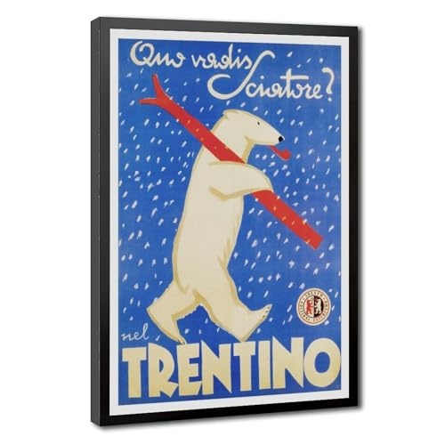 Toile ours de ski italien vintage : réveillez vos souvenirs d'hiver