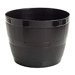 Straame Plant Pot Tub, 50 Liters Gardening Flower Pots - Indoor Or Outdoor Planter - Multi-Purpose - Makes Your Living Space Bloom (Black Barrel Plantar Large- 45x33x34 cm)
